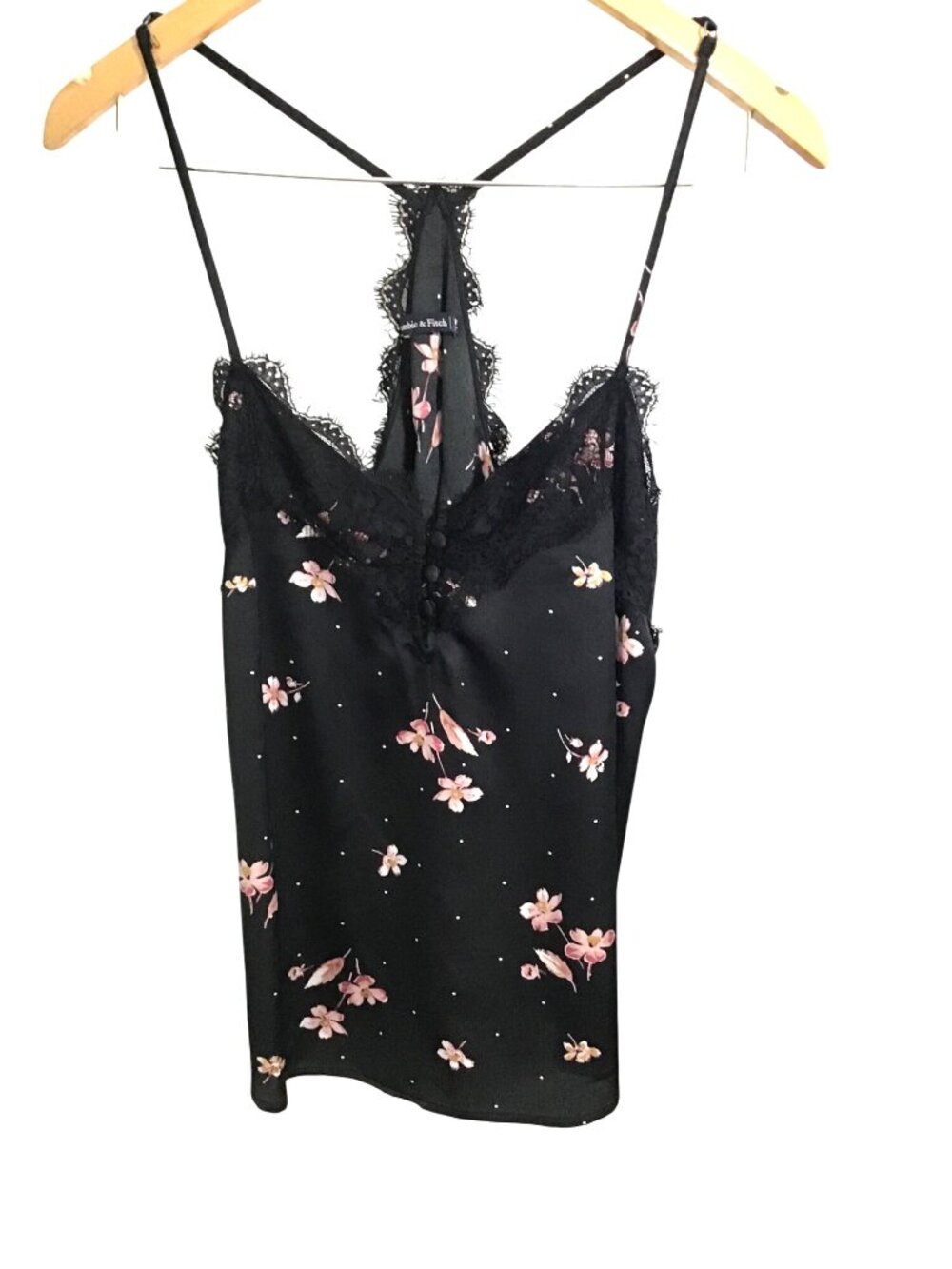 Abercrombie & Fitch Womens Black Floral Lace Trim Cami Top Size M